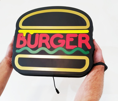 Luminsoso Burger Hamburguer Led Placa Letreiro Display