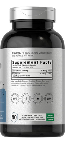 Citrato De Magnesio 400 Mg Con 200 Comprimidos Horbaach