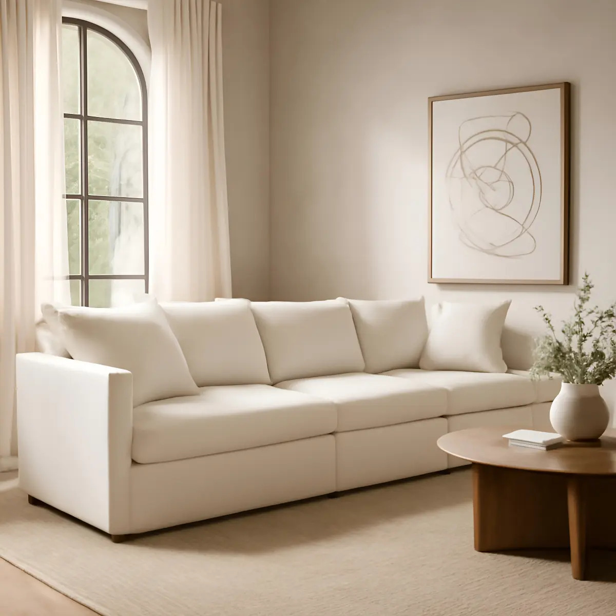 Sofá Seccional Rosen Georgia 3 Piezas Tela Ivory