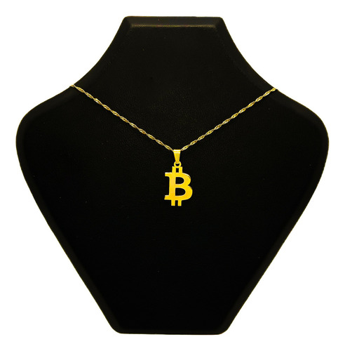 Cadena Y Dije Bitcoin Oro 18k Amarillo 55 Cm