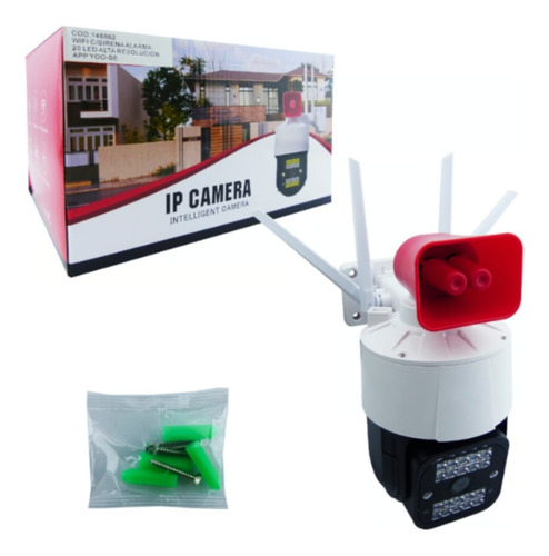 Camara De Vigilancia Ip De 20 Led Wifi Sirena Controlada