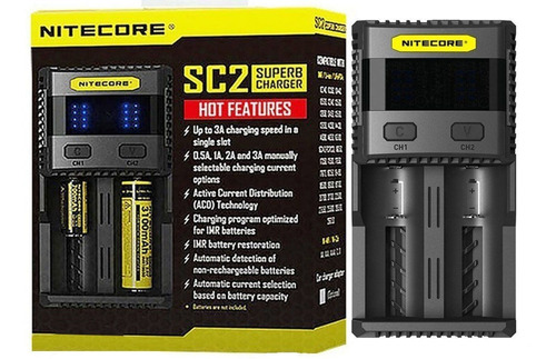 Nitecore Sc2 3a 18650 Rcr123a Aa Aaa 14500 16340 Batería Car