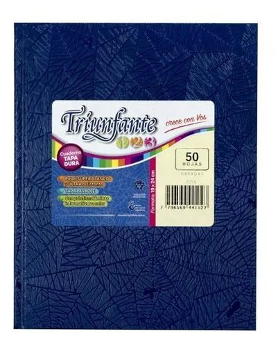 Cuaderno Escolar 19x24 Triunfant 100 Hjs Cuadriculado X4 Uni
