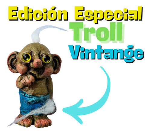 Troll Piki Baby De La Suerte - Troll Elfo Duende Azul Acero