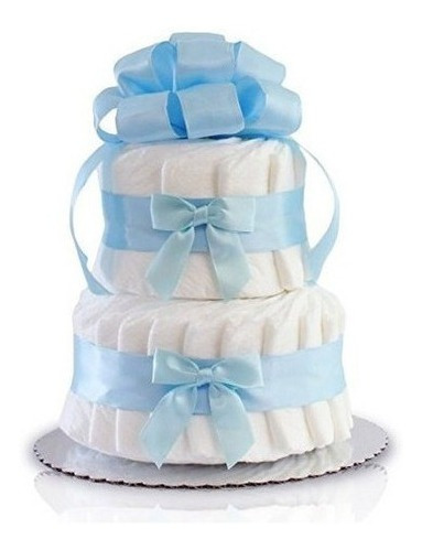 Pastel Clasico De Paales Para Baby Shower (2 Niveles, Azul)