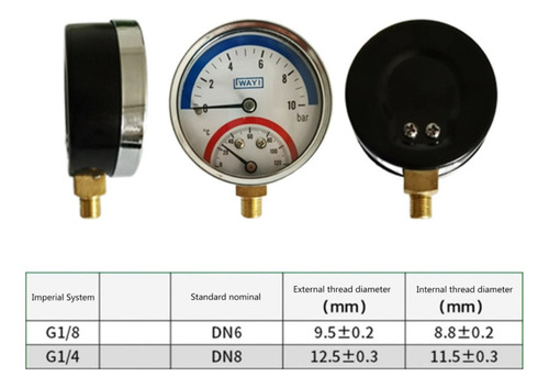 120 Termomanómetro G1/4 De Presión De Temperatura De Rosca