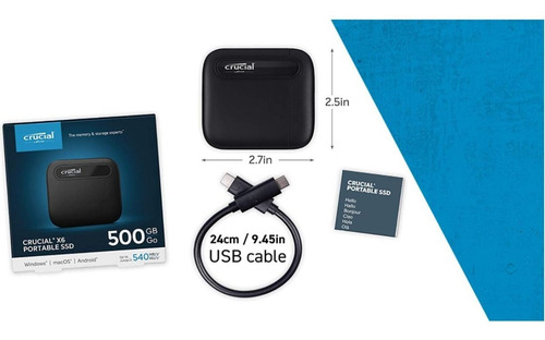 Imagen 2 de 2 de Ssd Externa Crucial 500 Gb Usb Tipo C 3.2
