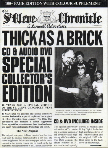 Jethro Tull - Thick As A Brick (40th Anniversary) CD + DVD.