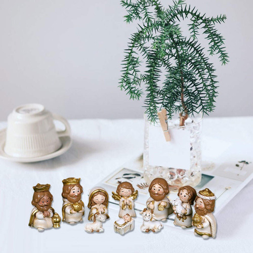 Resina Natividad Figuras Pesebre Miniaturas Estatua Mesa