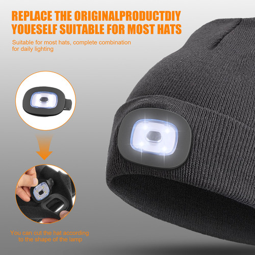 Xt Luz Recarregável Usb Cristalina Para Gorro De Malha Led,