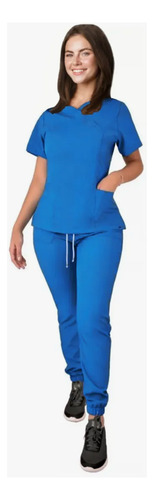 Uniforme Medico Quirúrgico Antifluidos Para Dama Pijama Dama Azul Plumbago Xl