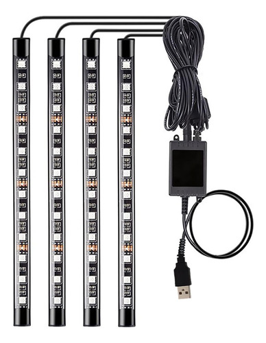 Luz Led Interior Auto Multicolor Usb Control Inalámbrico X 4