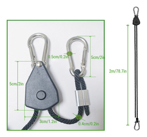 Polea De Camping Con Hebilla De Cuerda Ajustable De 2 M 1/8