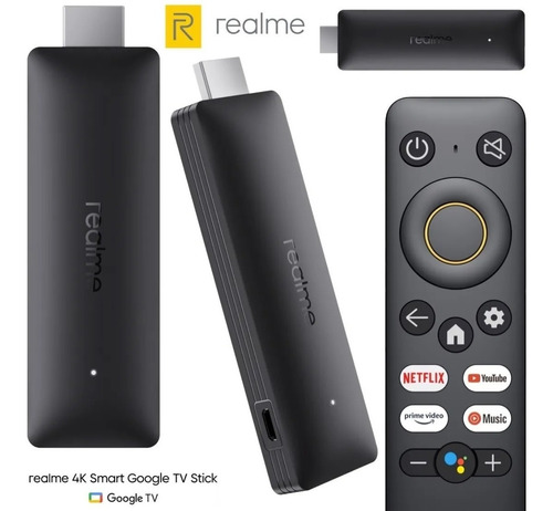 Realme 4k Smart Google Tv Stick Controle De Voz Original 