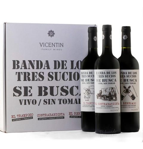 Estuche De La Banda De Los Tres Sucios X 3 Botellas 750 Ml