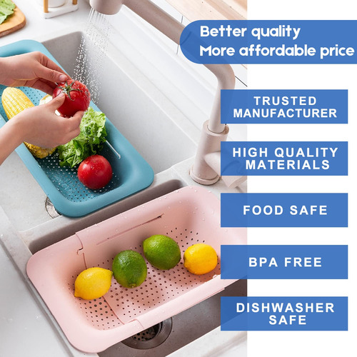 Colador Plegable Y Extensible Para La Cocina De Color Rosa