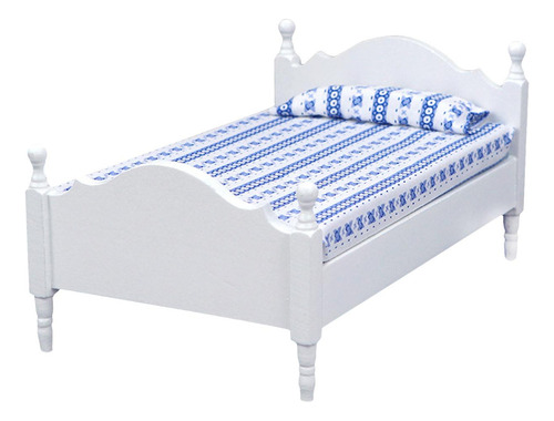 Cama En Miniatura A Escala 1/12, Muebles De Casa De