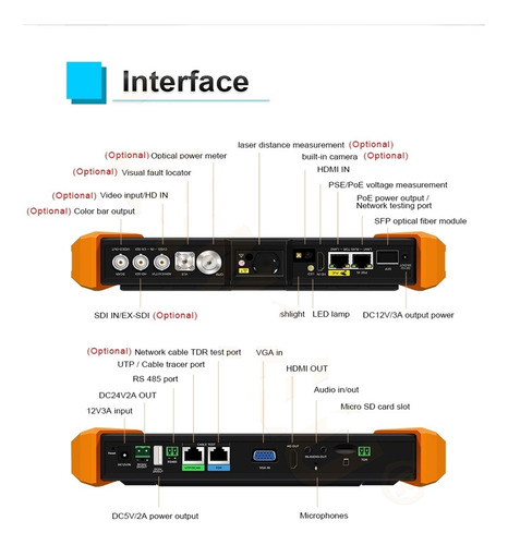 Probador Cctv Ipc 8k H.265 De 7 Módulo Óptico Sfp Ahd Cvi