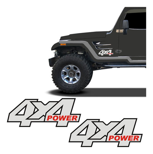 Par De Adesivos 4x4 Power Troller 2001/04 Emblema Refletivo