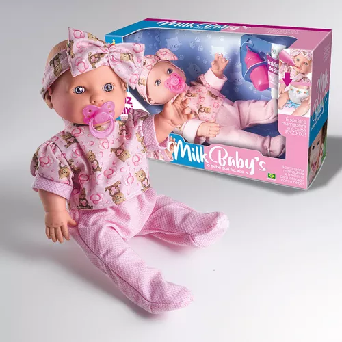 Boneca Com Tiarinha Dolls Collection Reborn Roupa Pink - SuperToys