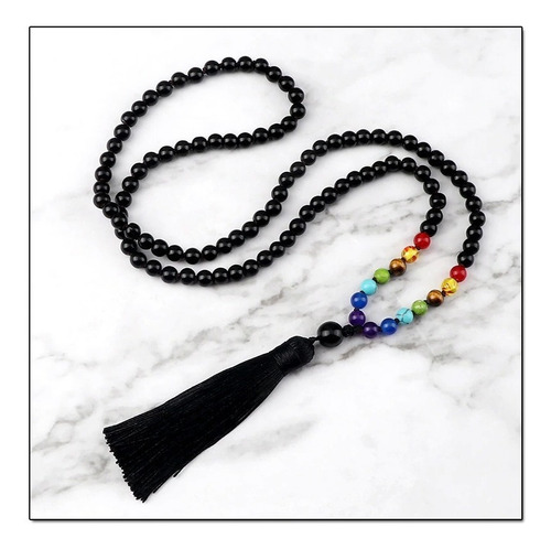 Imagen 4 de 6 de Collar Japa Mala 7 Chakras Budista 108 Cuentas Pulsera V4