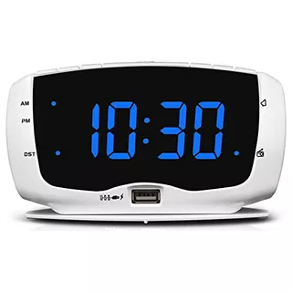 Reloj Despertador De Radio Dos Puertos De Carga Usb Dor...