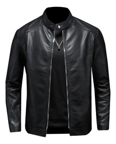 Chamarra Vini Piel Slim Fit Para Hombre, Tipo Motociclista,