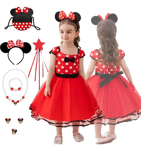 Disfraz Mini Disfraz De Minnie Mujer Disfraz Barato Niña Disfraz De Ratón Para Niña - Tutú Rojo Con Lunares, Orejas Y Guantes - Carnaval Y Fiestas Disfraz De Raton Bebe Mujer Disfraz