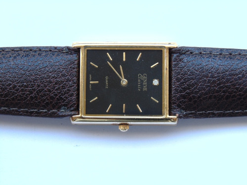 Relogio Classico Geneva Retangular Plaque Ouro Impecavel Pre