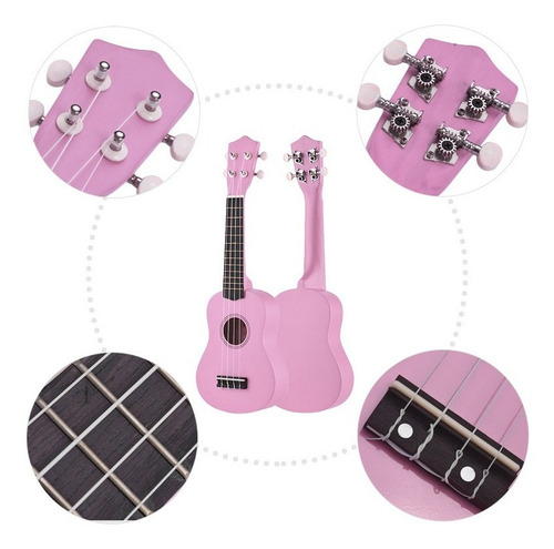Ukelele Soprano Acústico De 21 Pulgadas, Kit De Ukelele Par