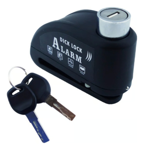 Candado Para Freno Disco Con Alarma Negro 2 Llaves