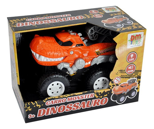 Carro Monster Dinossauro Com Luz Dm Toys