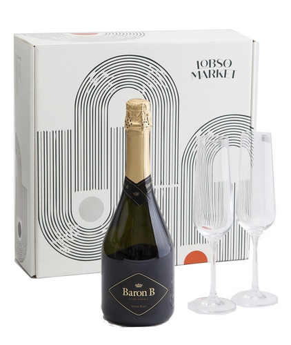 Caja Regalo Espumante Baron B Extra Brut + Copa Cristal X2