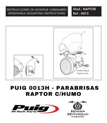 Imagen 3 de 3 de Parabrisas Moto Universal C/humo - Puig Raptor 0013h