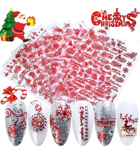 Pegatinas De Uñas De Navidad - 3d Red Self Adhesive Nail Dec