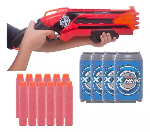 Pistola Lança Dardos Tipo Nerf Espingarda Azul 12 Dardos e 4