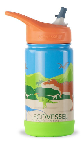 Vaso Térmico Ecovessel Frost 350ml Cooler Acero Dinosaurio