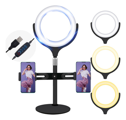 Aro De Luz Led Slim Company Tripié Ajustable Altura 62 Cm Color Negro