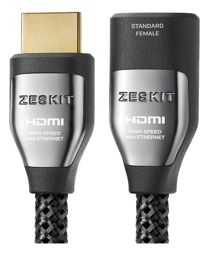 Zeskit Cinema Plus 4k Cable De Extensión Hdmi De Alta Velocidad Macho A Hembra De 22,28 Gbps Compatible Con 4k 60hz Dolby Vision Hdr Arc Hdcp 2.2 Roku Fire Tv Stick Xbox Ps4 Pro Apple Tv LG Sony