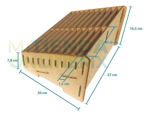 Imagen 4 de 4 de Caja Comandero Organizador Mdf Con 20 Espacios