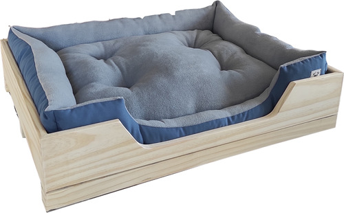 Camas Premium Mascotas Perros En Madera Con Colchón Lavable