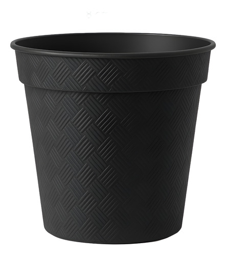 Maceta Alta 7 Pulgadas Rattan Artesana De Plástico 3 Pzs Negro
