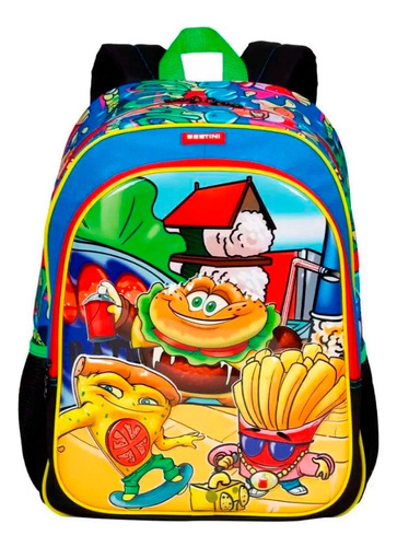 Mochila De Costas Sestini Fun Tendência Comidas Alto Relevo