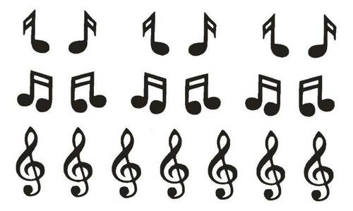 Delicado tatuaje temporal para tarjeta de notas musicales