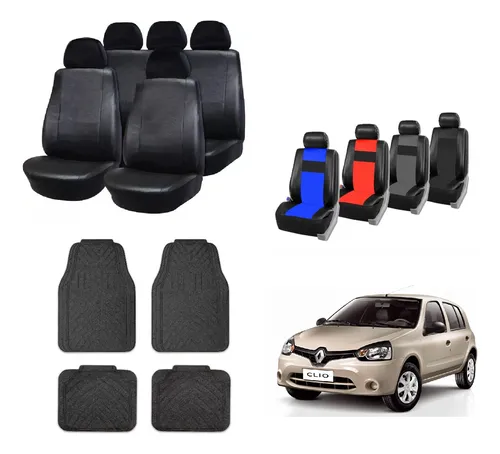comprar Fundas Cubre Asiento Cuerina Renault Clio + Alfombra 4 Piezs