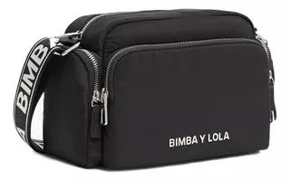 Bolsa bandolera Bimba y Lola Olympia Collection Bolso bandolera M nylon diseño liso de nailon negra con correa de hombro negra y blanca