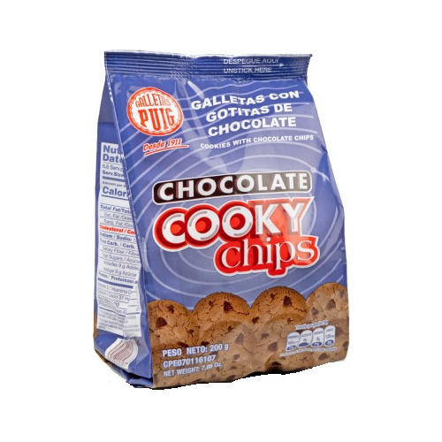 Caja 16 Paquete Galleta Chocolate Cooky Chips Puig 0374 Ml.