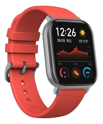 Imagen 3 de 3 de Smartwatch Amazfit Fashion GTS 1.65" caja de aleación de aluminio y polímero gris, malla vermillion orange de silicona A1914