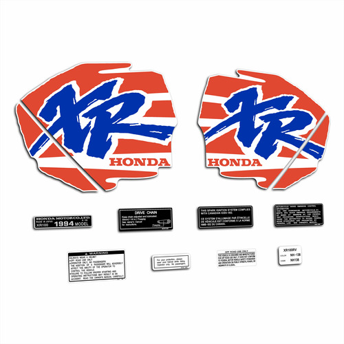 Calcos Honda Xr 100 R 1994 Laterales Tanque Y Advertencias