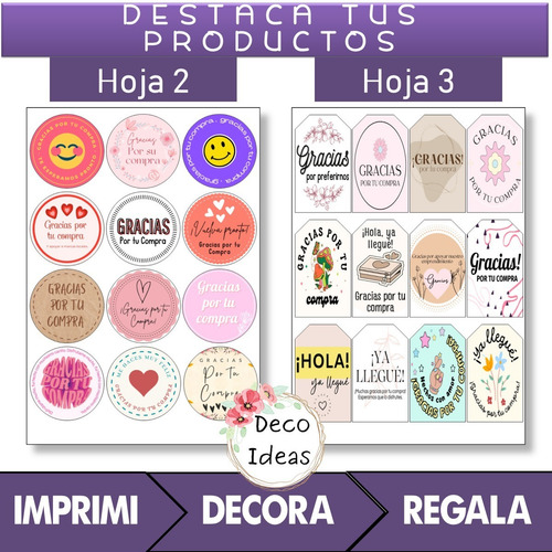 Imagen 2 de 5 de Kit Imprimible 07 Para Emprendedores 36 Etiquetas A Color